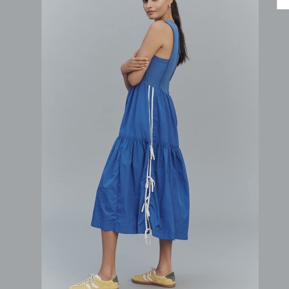 Anthropologie Daily Practice Bowline Sleeveless Blue Midi Dress Size S NWT
